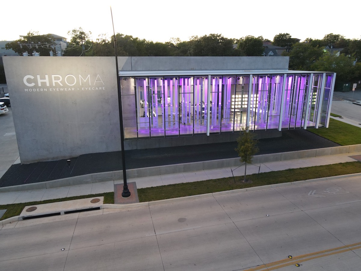 Drone photo of the CHROMA storefront.